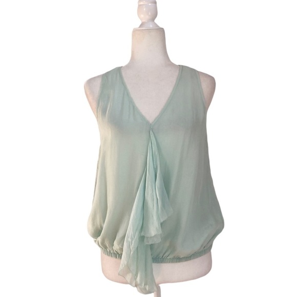 Wera Stockholm Sleeveless Silk Ruffle V Neck Tank Blouse - Picture 4 of 9